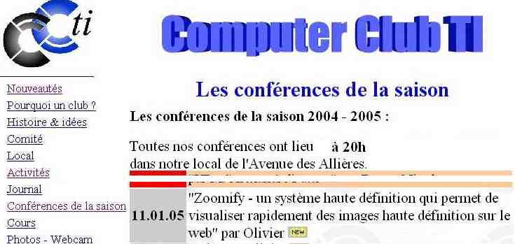 Prochaines activit�s du CCTI